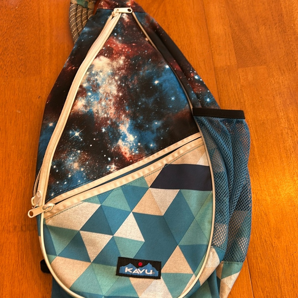 Kavu Galaxy Geo Teal Blue Sling Backpack
